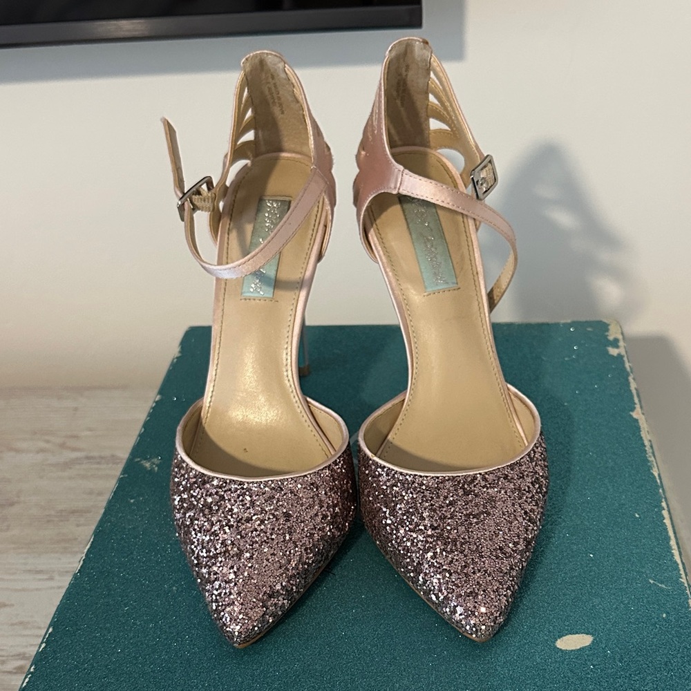 Betsey Johnson Pink Glitter Heels